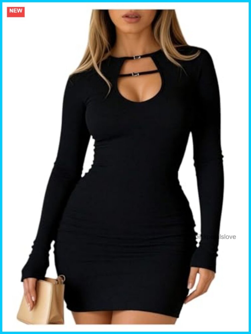 Women's Long Sleeve Cut Out Ruched Bodycon Mini Club Dress